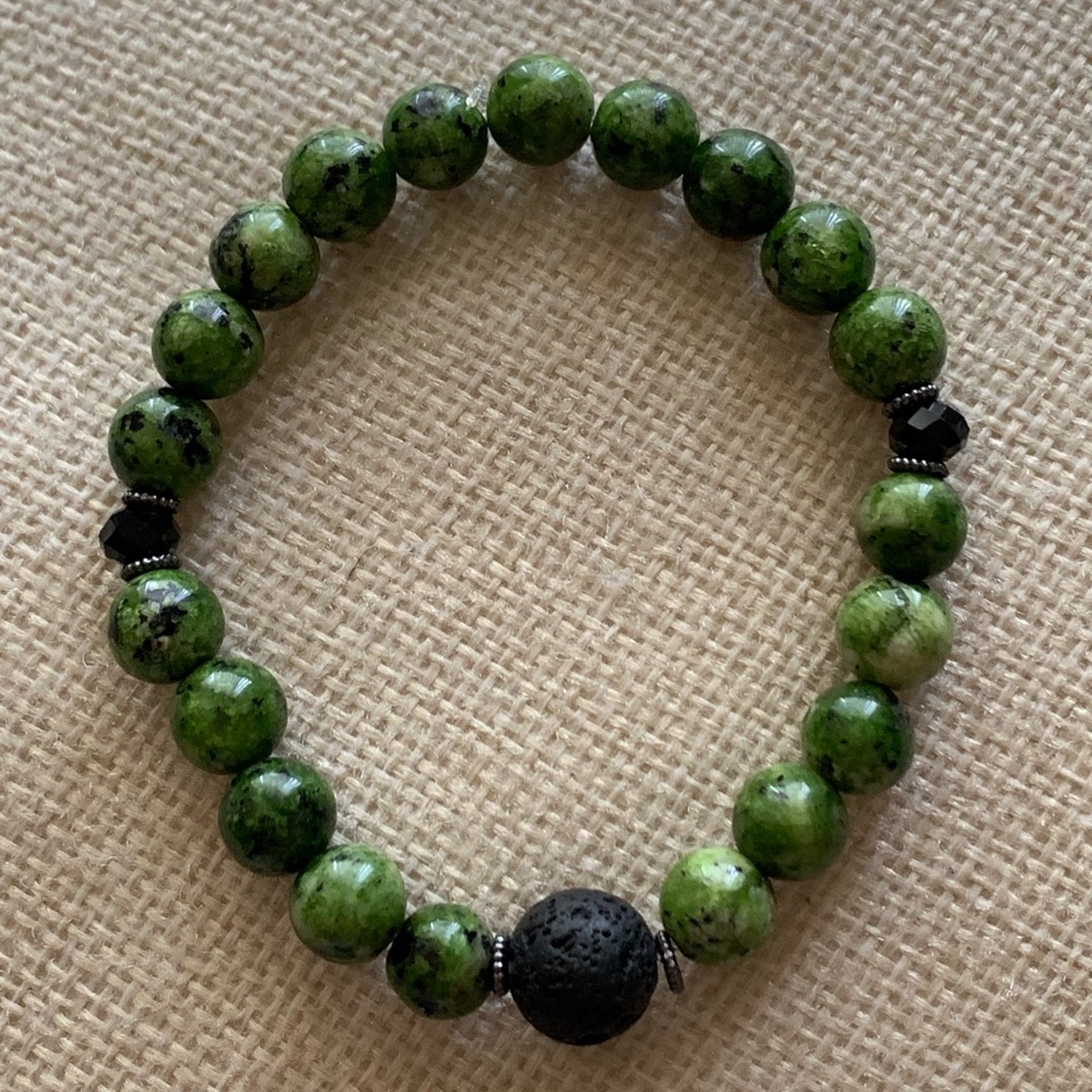 Green lava stone bracelet set
